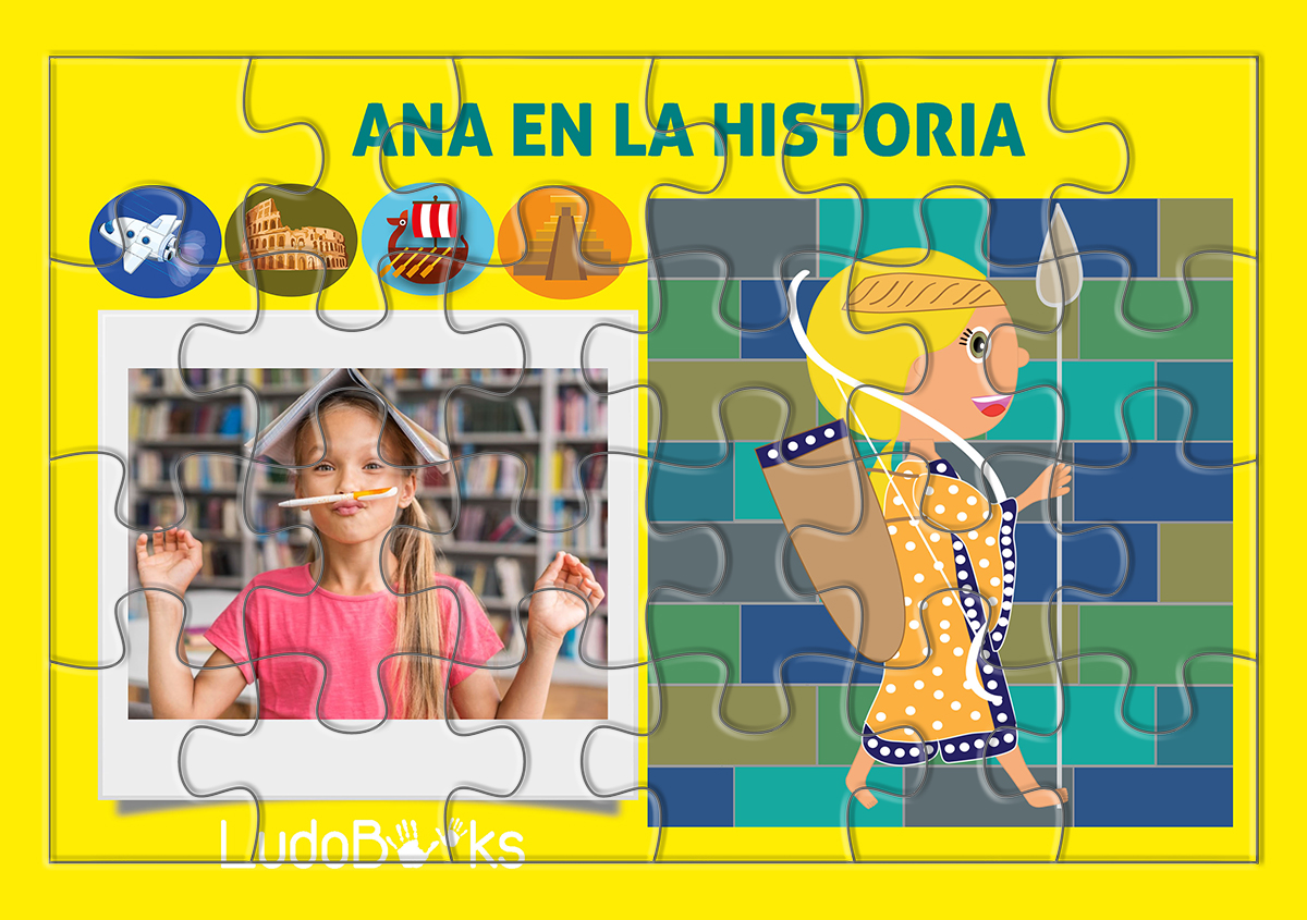 puzzle personalizado, complemento del cuento personalizado de un paseo por la historia de las civilizaciones