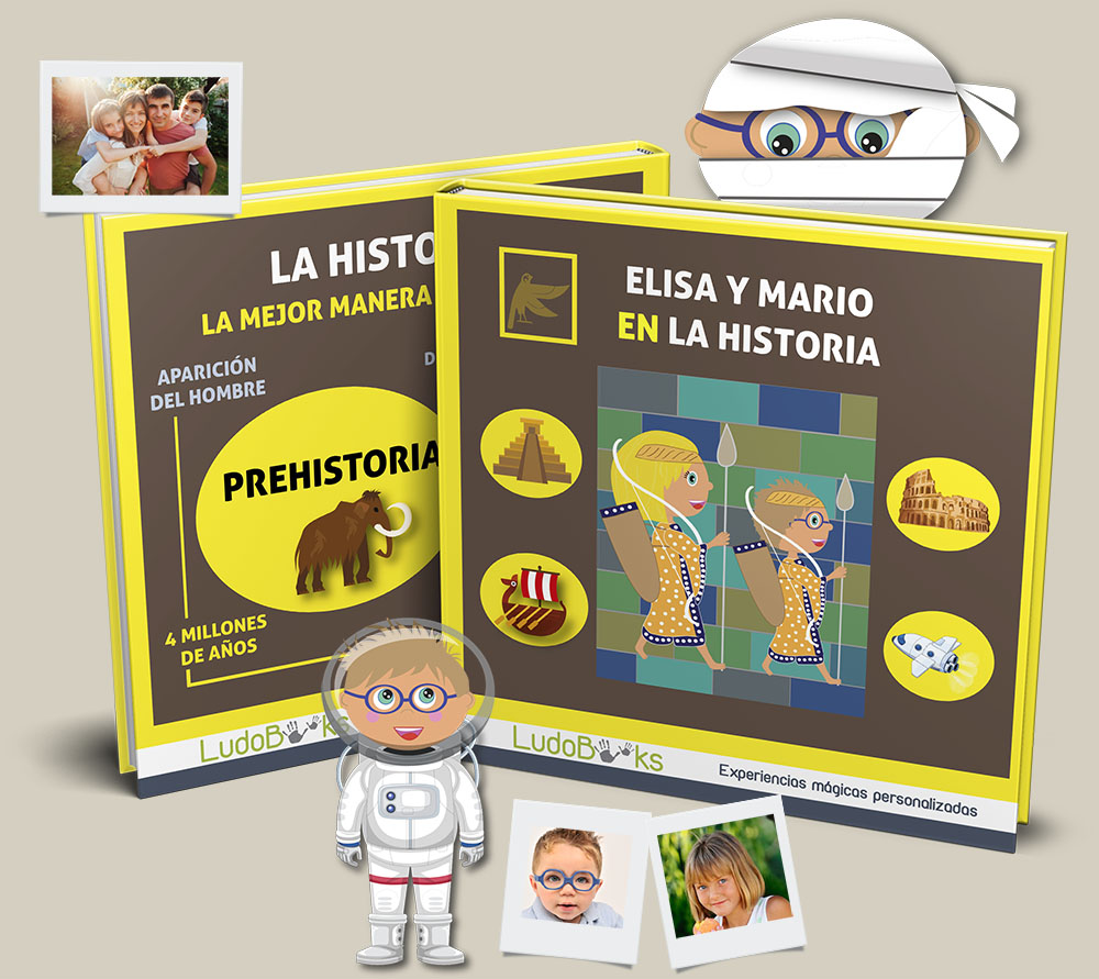Libro personalizado de la historia de las civilizaciones con dos personajes
