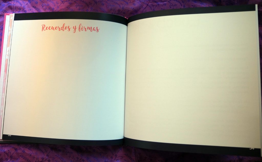 Hojas de firmas al final del libro