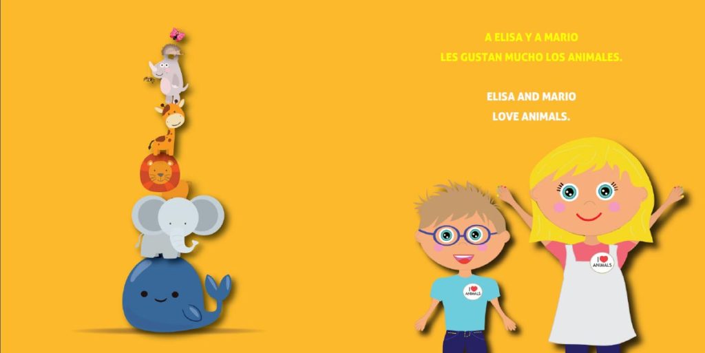 Libros personalizados didácticos - Los animales - Un cuento sobre contrastes y bilingüe