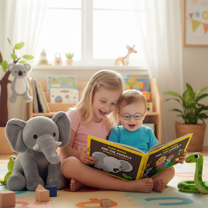 Cuento personalizado bilingüe Los Animales para bebés