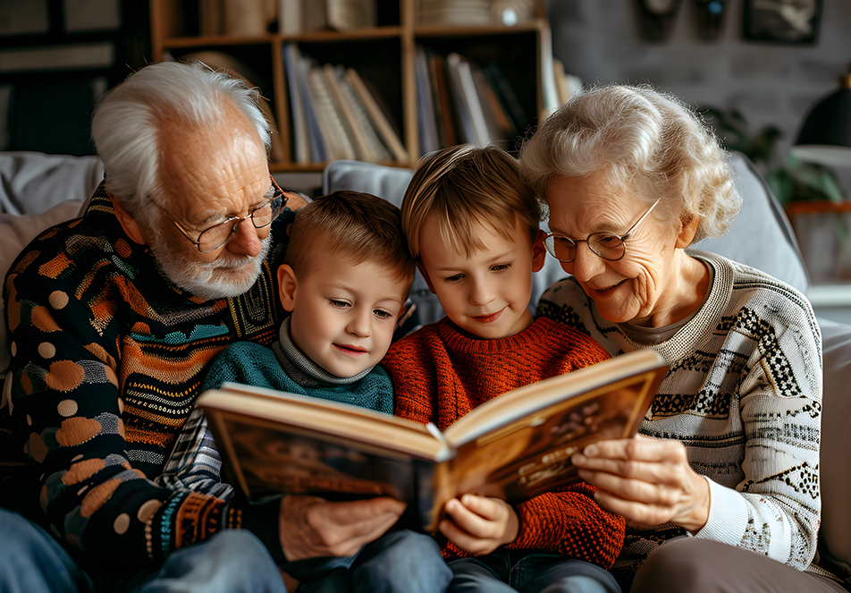 niños leyendo en familia con Ludobooks